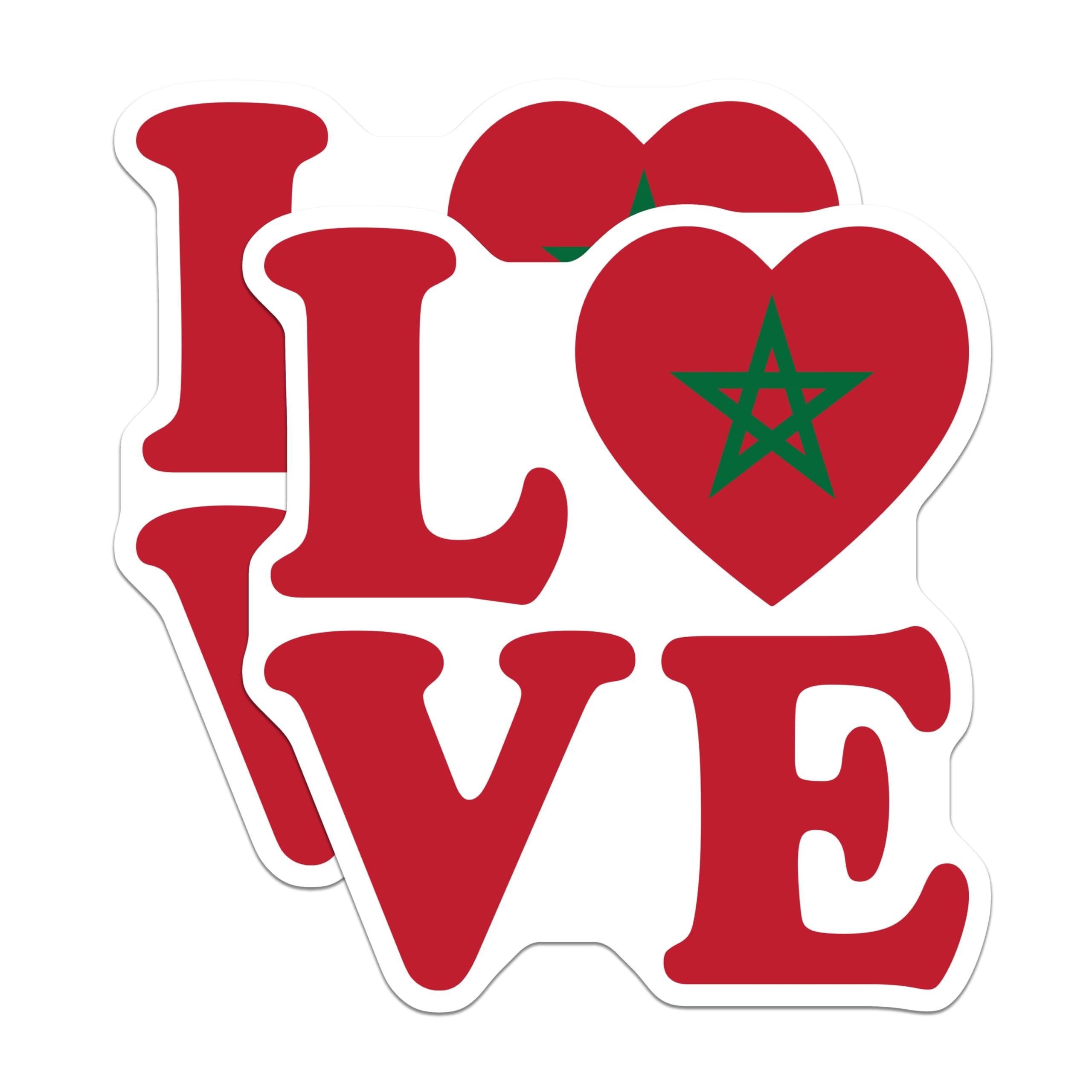 (2 Pack) Morocco Love Magnets - Moroccan Pride - Flag Heart Magnets - 5" On Longest Side - Premium Magnet - for Cars, Refrigerators, Toolboxes, Lockers - Made in USA - MAG18636