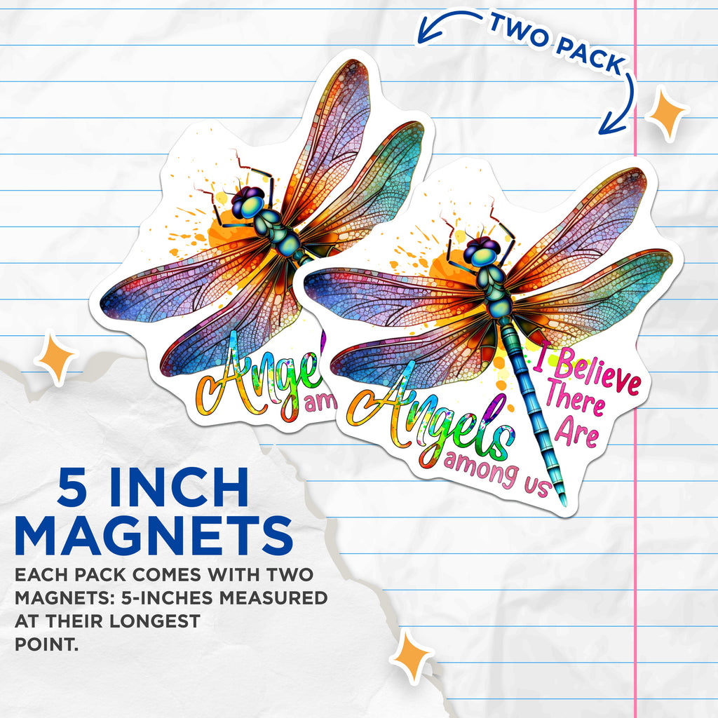 (2 Pack) Dragonfly Quote Magnets - Inspirational Angel Saying - Refrigerator Decor for Home - 5 Inches On Longest Side - Thick Durable Magnet - Made in USA - MAG36792