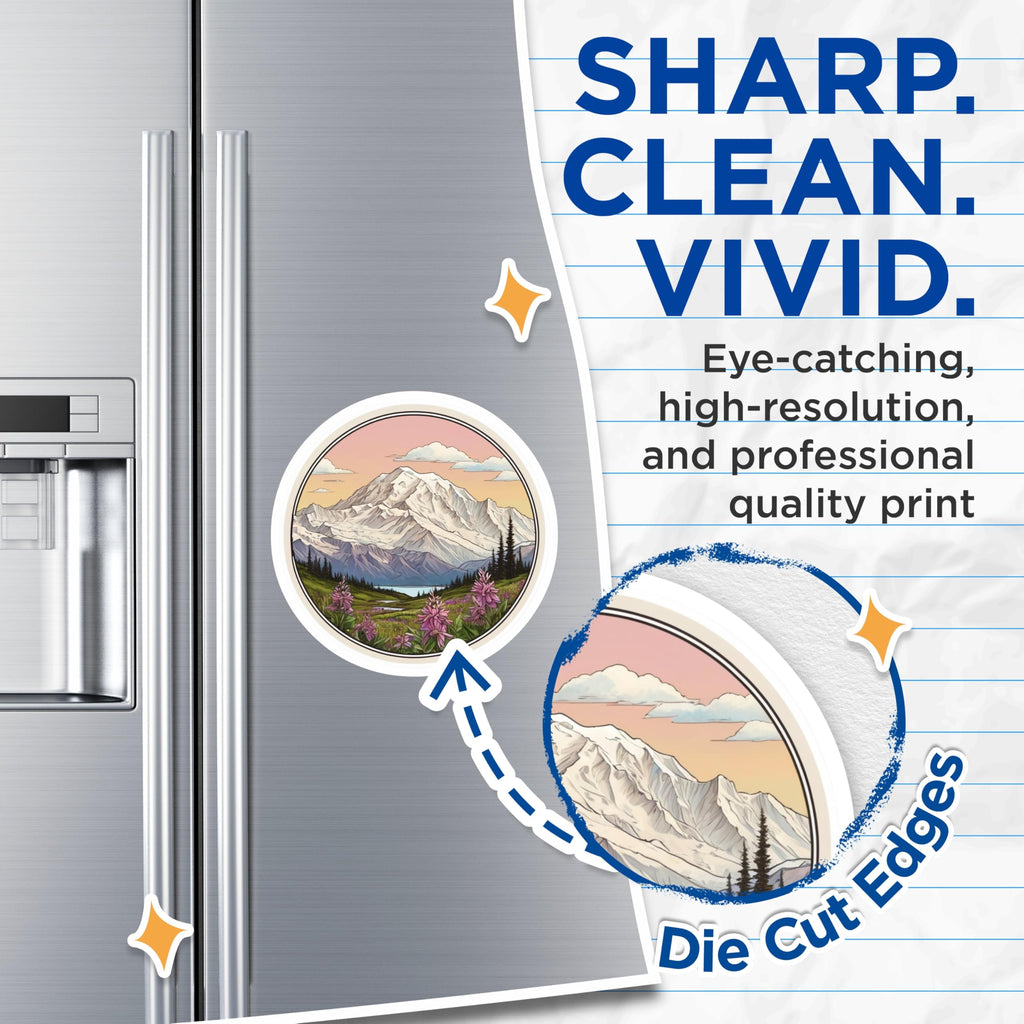 (2 Pack) Mountain View Magnets - Landscape Art - Fridge Magnets - 5" On Longest Side - Premium Magnet - for Cars, Refrigerators, Toolboxes, Lockers - Made in USA - MAG17921