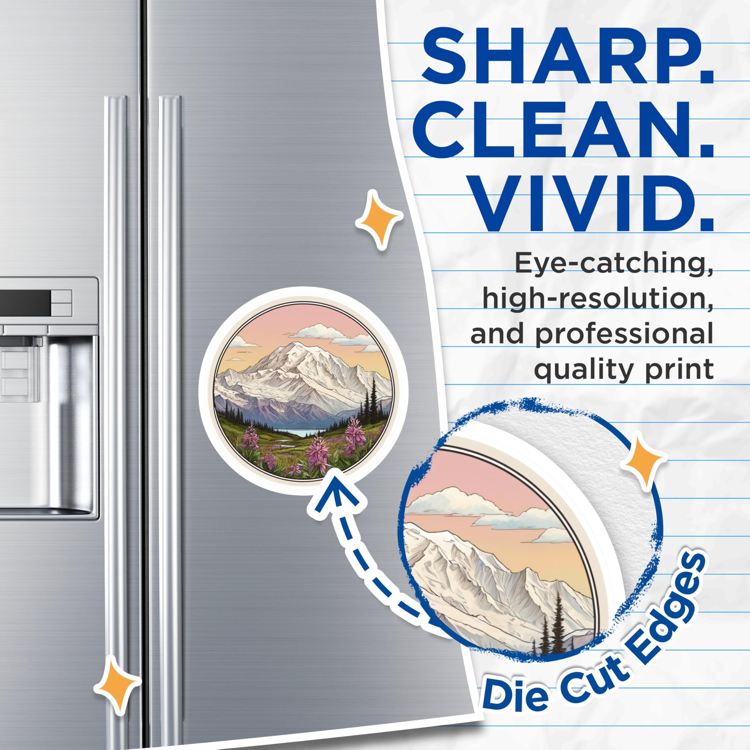 (2 Pack) Mountain View Magnets - Landscape Art - Fridge Magnets - 5" On Longest Side - Premium Magnet - for Cars, Refrigerators, Toolboxes, Lockers - Made in USA - MAG17921