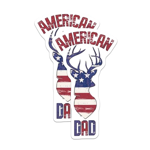 (2 Pack) American Dad Magnets Magnets - Patriotic Deer Head Magnet - Rustic American Flag Decor - 5" On Longest Side - Made in USA - Sticks to Refrigerators & Metal Surfaces - MAG8504