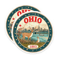 (2 Pack) Ohio State Magnets - Deer Skyline - Columbus Souvenir Refrigerator Magnets - 5" On Longest Side - Premium Magnet - for Cars, Refrigerators, Toolboxes, Lockers - Made in USA - MAG16004
