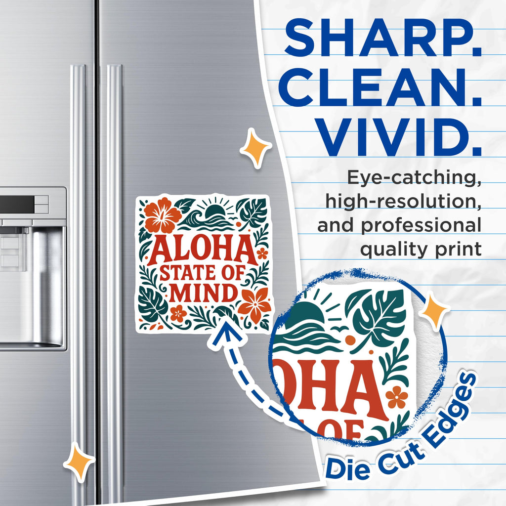 (2 Pack) Aloha State of Mind Magnets - Tropical Hawaiian Island Vibes Decor - Refrigerator Locker Accessory - 5 Inches On Longest Side - Thick Durable Magnet - Made in USA - MAG19542