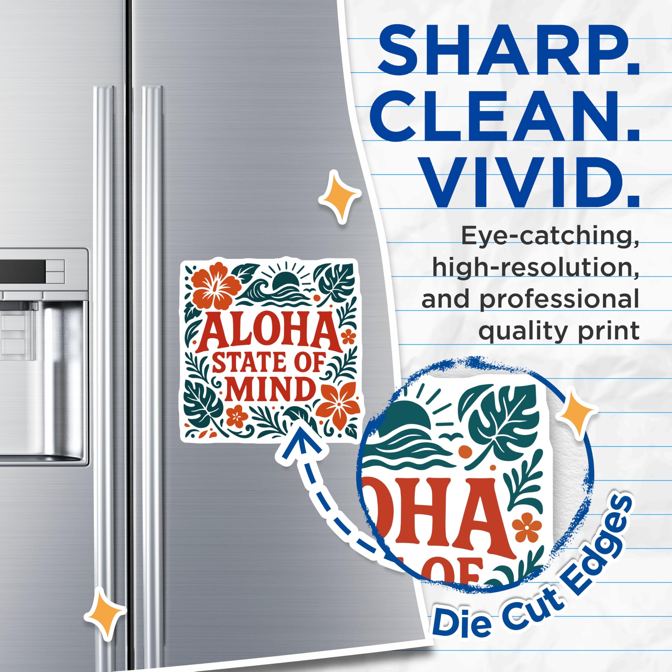 (2 Pack) Aloha State of Mind Magnets - Tropical Hawaiian Island Vibes Decor - Refrigerator Locker Accessory - 5 Inches On Longest Side - Thick Durable Magnet - Made in USA - MAG19542