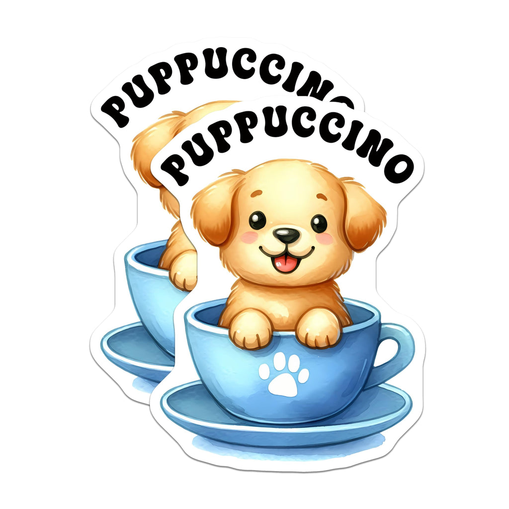 (2 Pack) Puppuccino Cute Puppy Magnets - Adorable Dog in Cup Magnets - Fun Puppy Kitchen Decor Magnets - 5" On Longest Side - for Cars, Refrigerators, Toolboxes, Lockers - Made in USA BMCS3295