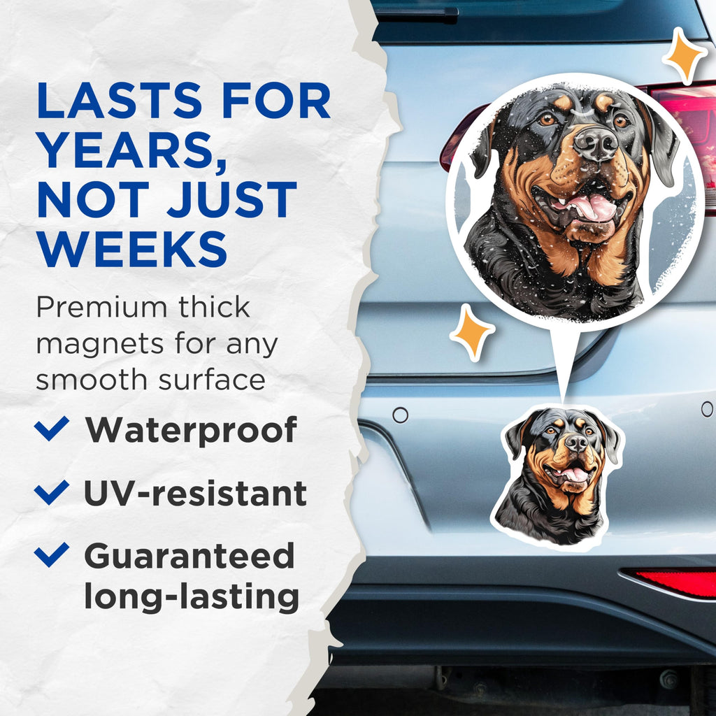 (2 Pack) Rottweiler Dog Magnets - Pet Owner Refrigerator Decor - Animal Lover Dog Mom Dad Gifts - 5 Inches On Longest Side - Thick Durable Magnet - Made in USA - MAG26548
