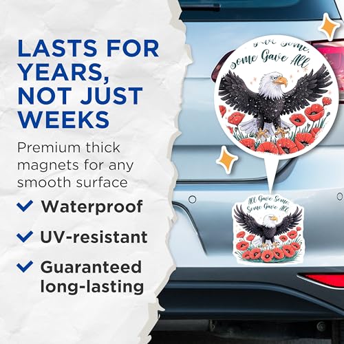 (2 Pack) Eagle Magnets Magnets - All Gave Some Some Gave All - Military Remembrance - 5" On Longest Side - Made in USA - Sticks to Refrigerators & Metal Surfaces - MAG8362