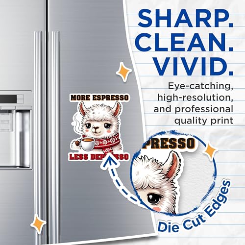 (2 Pack) More Espresso Less Depresso Magnets - Cute Alpaca Coffee - Fun Coffee Quote - Cute Animal - 5" On Longest Side - for Fridges, Toolboxes, Cars - Made in USA - MAG2780