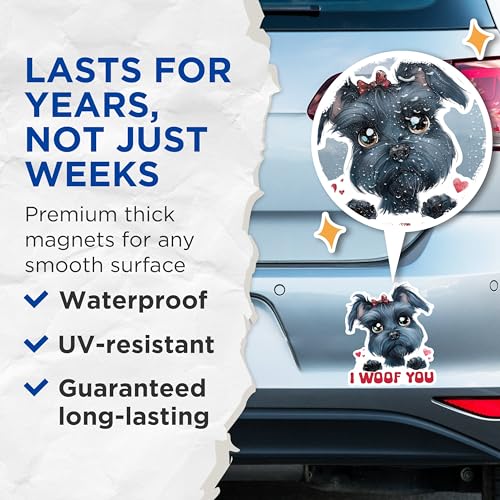 (2 Packs) I Woof You Schnauzer Dog Magnets - Schnauzer Dog Breed Magnets - 5 Inches On Longest Side - Premium Magnet - for Fridges, Toolboxes, Cars - Made in USA - MAG2531