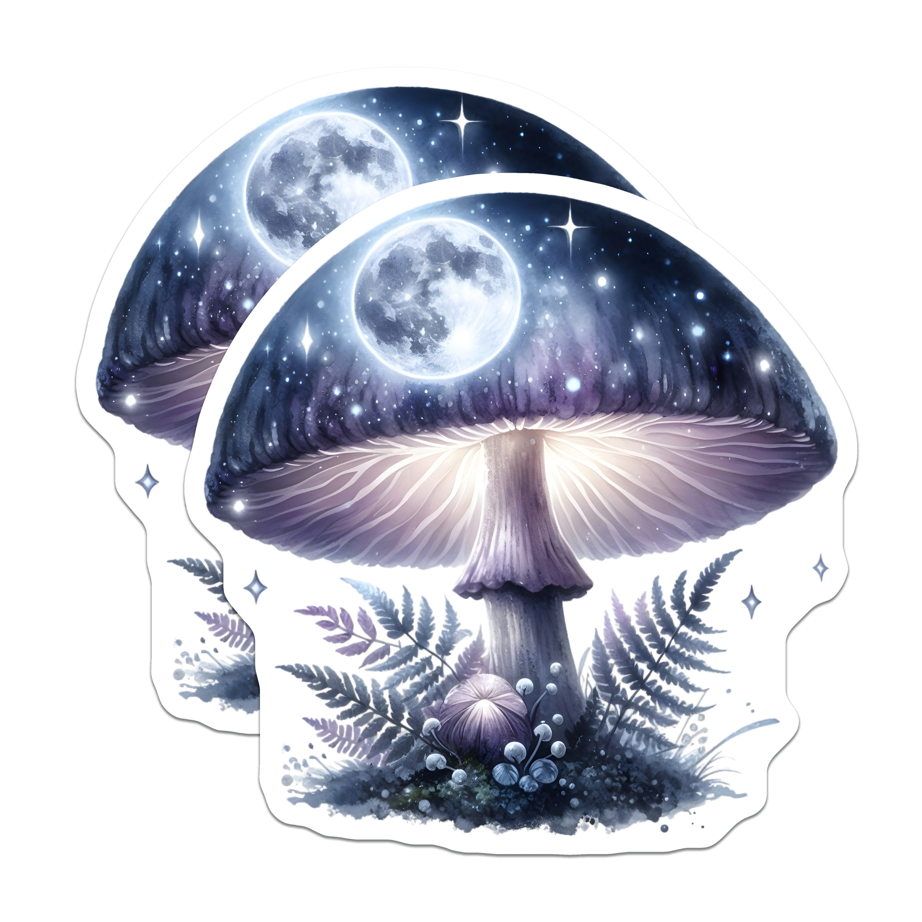 (2 Pack) Celestial Mushroom Magnets - Magical Forest Decor - Whimsical Nature Art - 5 Inches On Longest Side - Thick Durable Magnet - Made in USA - MAG39646