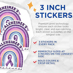 (3 Pack) Alzheimers Awareness Decals - Purple Ribbon Rainbow Sticker - Laptop Decals - 3 Inches On Longest Side - Easy Peel & Apply - Made in USA - 3MCS8557