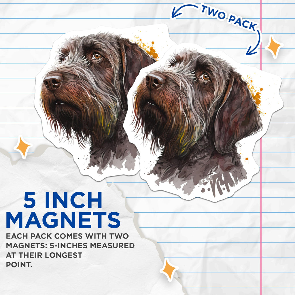 (2 Pack) Wirehaired Pointing Griffon Magnets - Dog Breed Art - Pet Lover Decor for Fridge Home - 5 Inches On Longest Side - Thick Durable Magnet - Made in USA - MAG28484