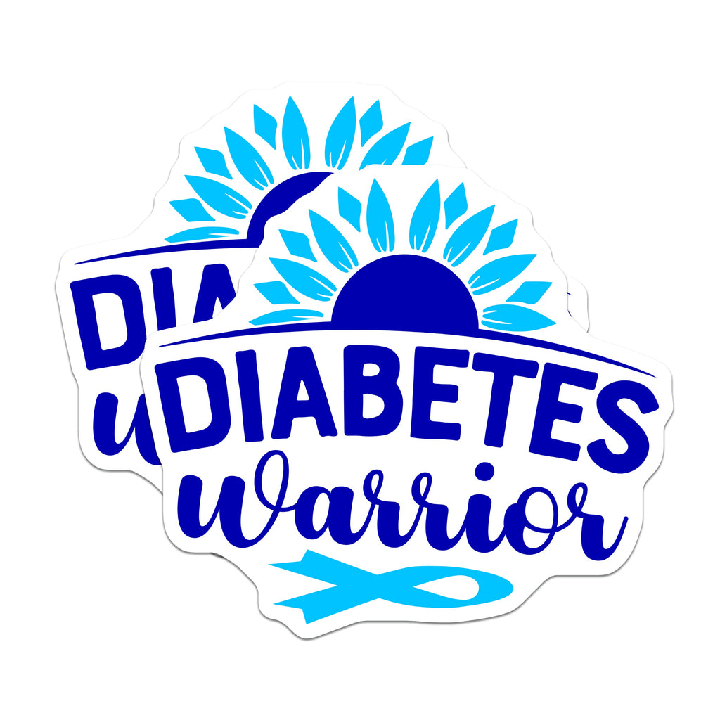 (2 Pack) Diabetes Warrior Magnets - Blue Awareness Ribbon - Inspirational Support Decor - 5 Inches On Longest Side - Thick Durable Magnet - Made in USA - MAG37487