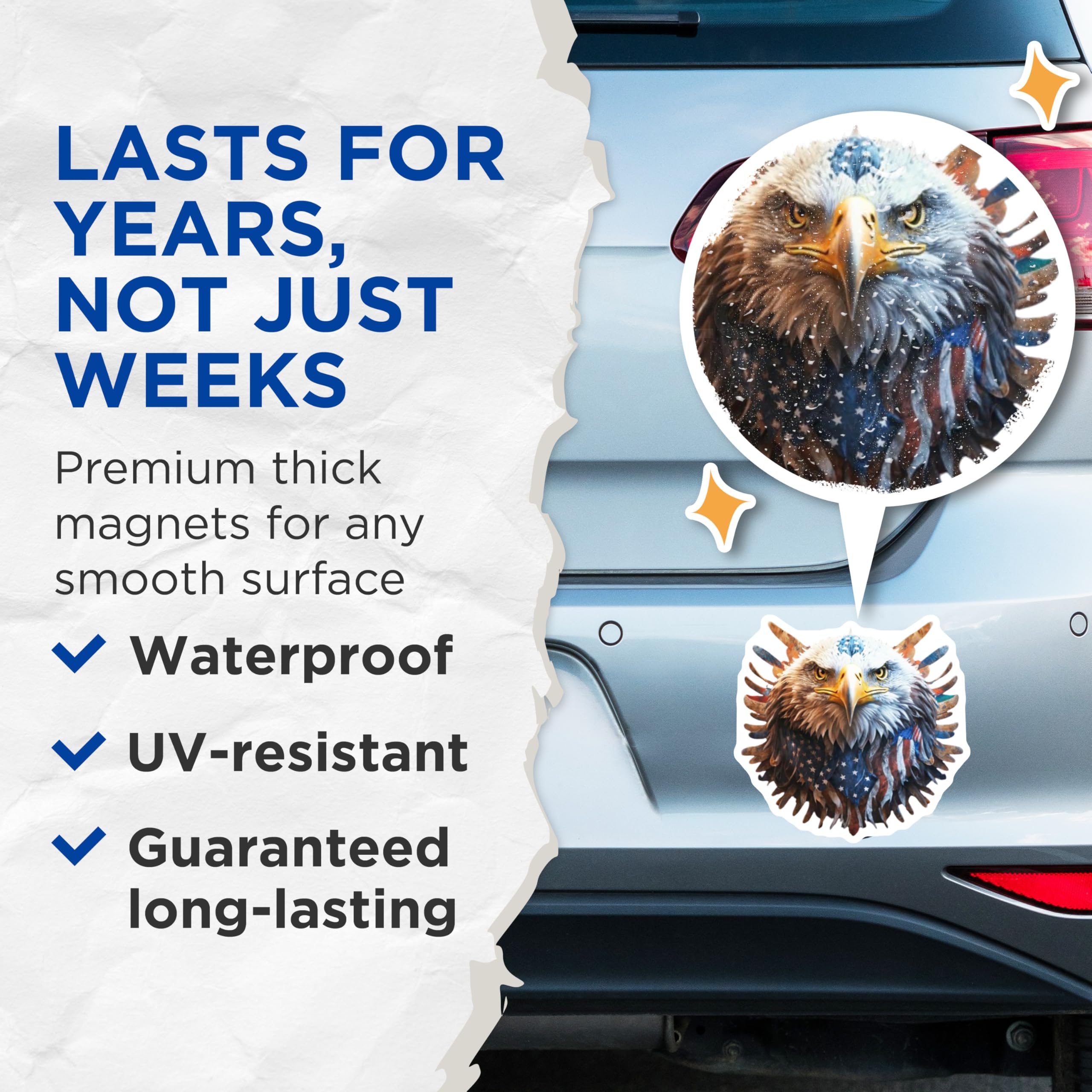 (2 Pack) Regal Bald Eagle Magnets - American Flag USA Patriotic Decor - Fridge Refrigerator Locker Office Home Display Art - 5 Inches On Longest Side - Thick Durable Magnet - Made in USA - MAG21247