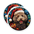 (2 Pack) Labradoodle Christmas Magnets - Goldendoodle Dog Holiday Decor - Festive Stained Glass Pet Art - 5 Inches On Longest Side - Thick Durable Magnet - Made in USA - MAG30312