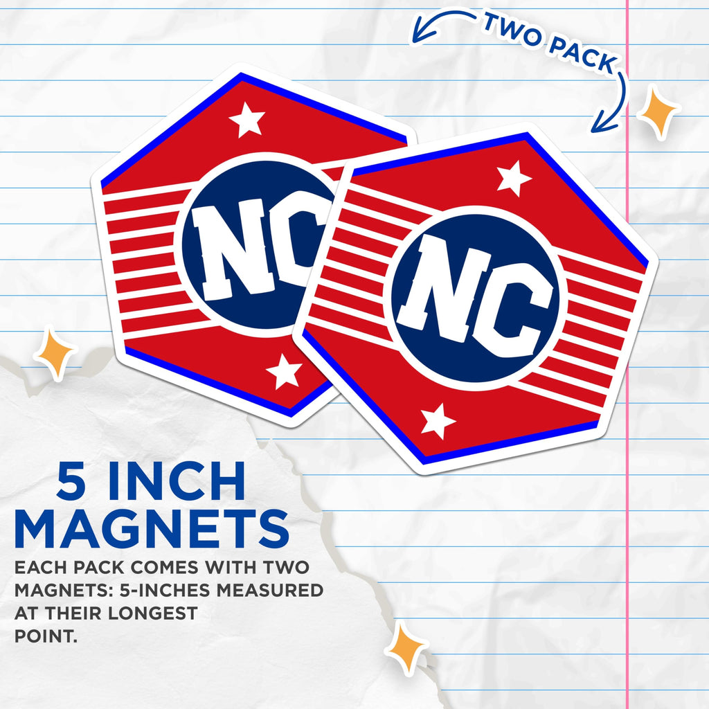 (2 Pack) NC State Pride Magnets - North Carolina Souvenir - Decorative Fridge Magnets - 5" On Longest Side - Premium Magnet - for Cars, Refrigerators, Toolboxes, Lockers - Made in USA - MAG18079