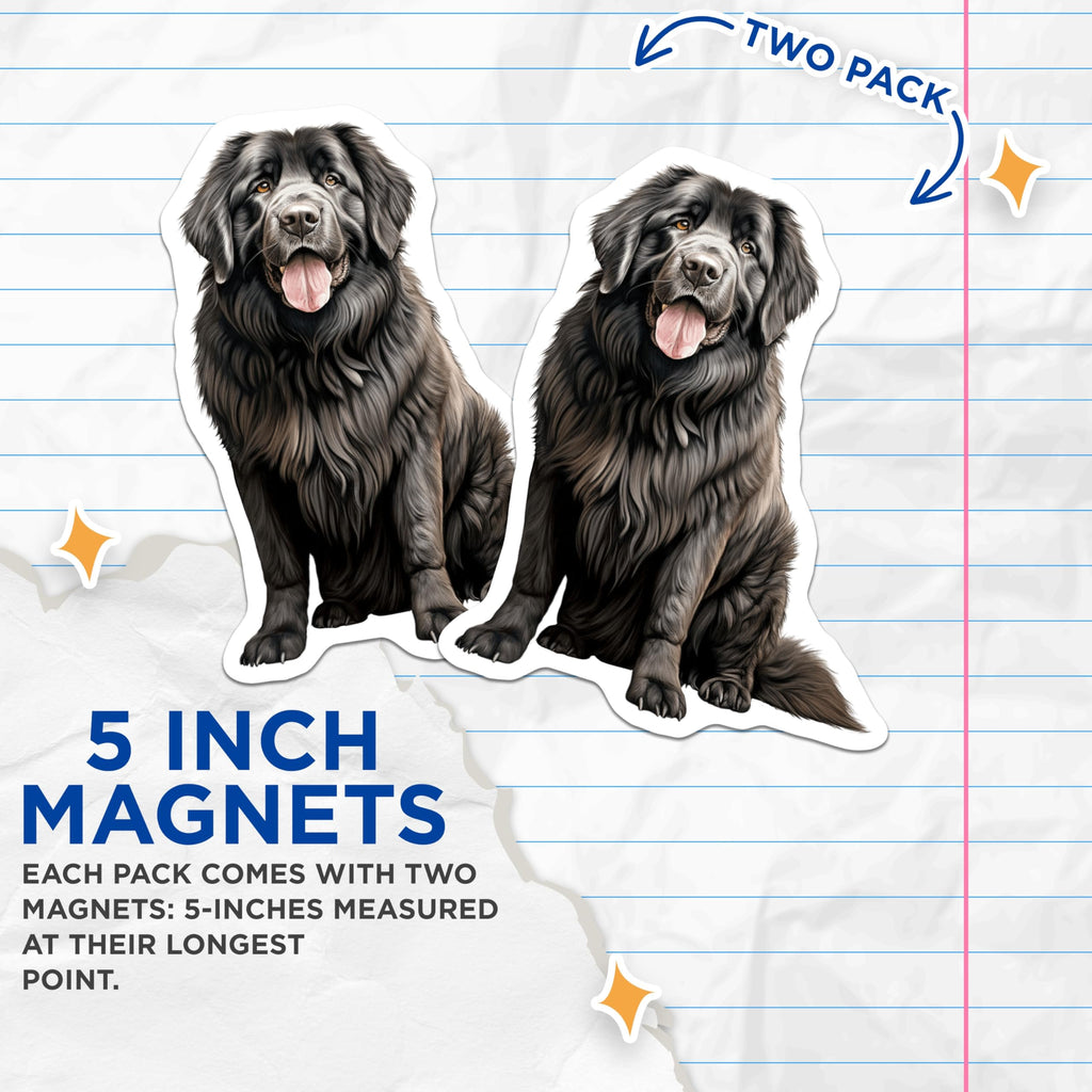 (2 Pack) Newfoundland Dog Magnets - Newfie Breed Decor - Pet Lover Accessory - 5 Inches On Longest Side - Thick Durable Magnet - Made in USA - MAG28979