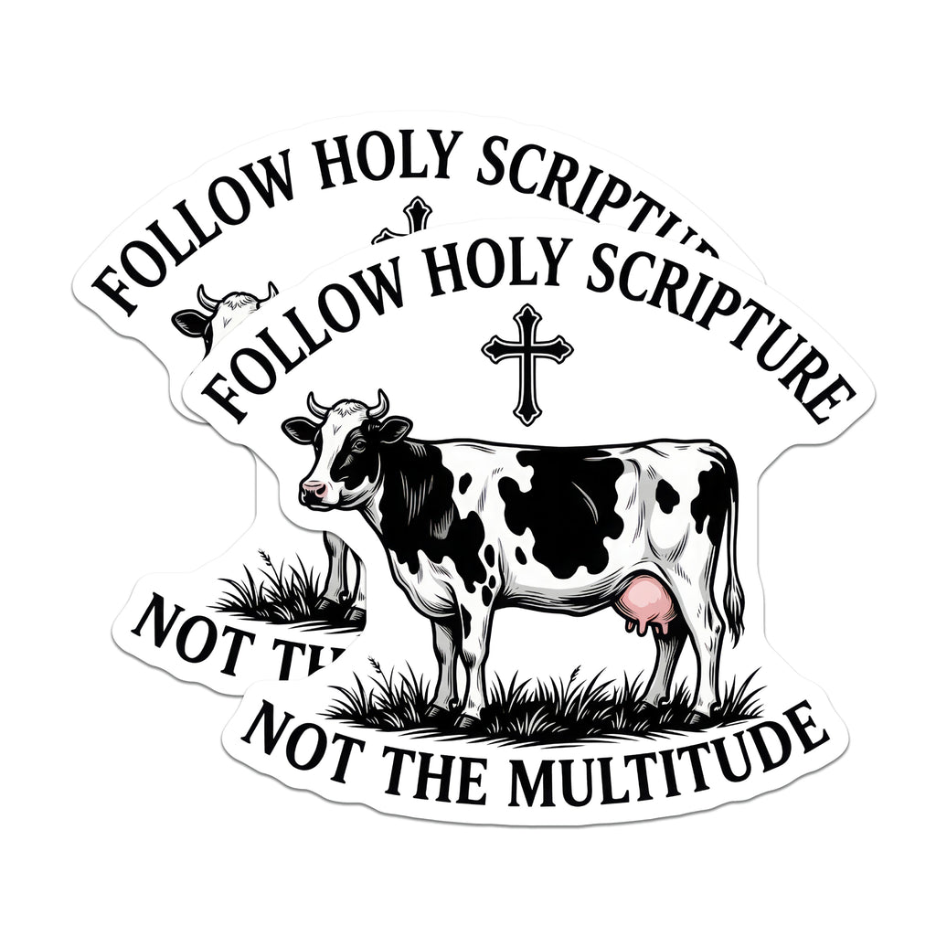 (2 Pack) Christian Scripture Cow Magnets - Follow Holy Scripture Fridge Decor - Religious Faith Inspiration Art - 5 Inches On Longest Side - Thick Durable Magnet - Made in USA - MAG37246