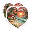 (2 Pack) Tropical Beach Sunset Magnets - Coastal House Art - Vacation Lover Decor - 5 Inches On Longest Side - Thick Durable Magnet - Made in USA - MAG37886