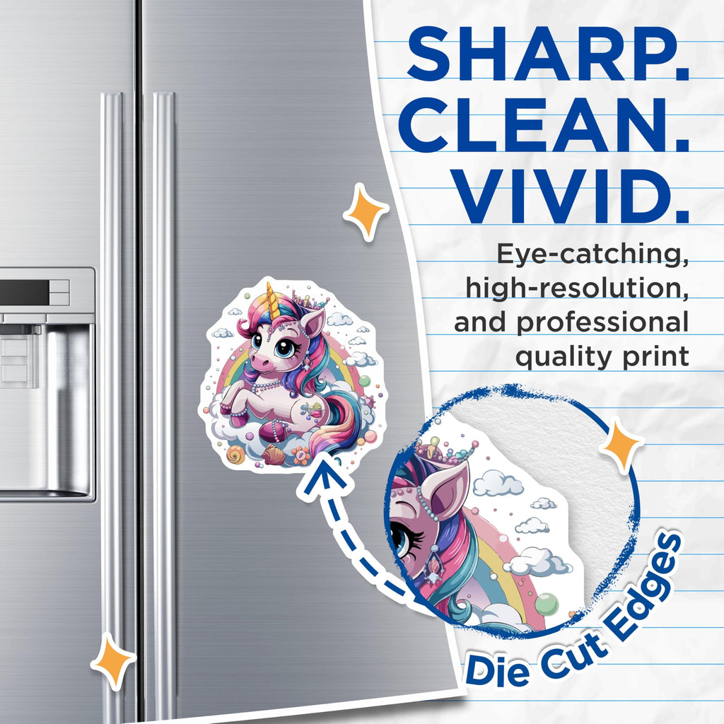 (2 Pack) Unicorn Magnets - Adorable Rainbow Fantasy Creature Decor - Magical Dreamy Locker Kitchen Accessories - 5 Inches On Longest Side - Thick Durable Magnet - Made in USA - MAG20209