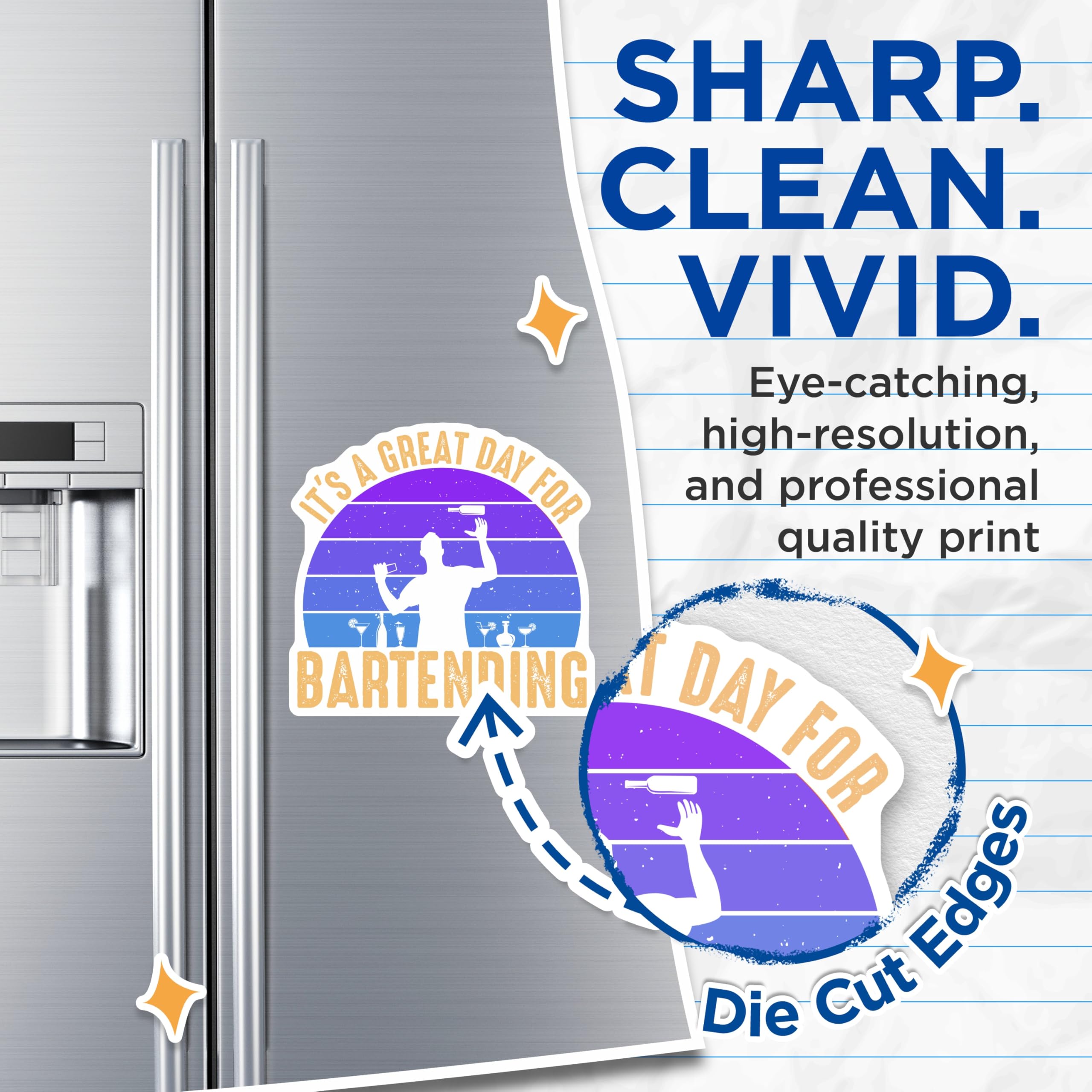 (2 Pack) Bartending Magnets - Retro Bartender - Cocktail Hour Magnets - 5" On Longest Side - Premium Magnet - for Cars, Refrigerators, Toolboxes, Lockers - Made in USA - MAG18482