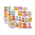(2 Pack) Healing Era Stickers - Positive Quote - Retro Flower Design - 5" On Longest Side - Sticks to Smooth Flat Surfaces - Made in USA - BMCS7668