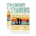 (2 Pack) Fishing Solves Most Problems Stickers - Hunting Solves Rest Stickers - Outdoorsmen Fishing Hunting Decals - 5" On Longest Side - Sticks to Smooth Flat Surfaces - Made in USA - BMCS3992