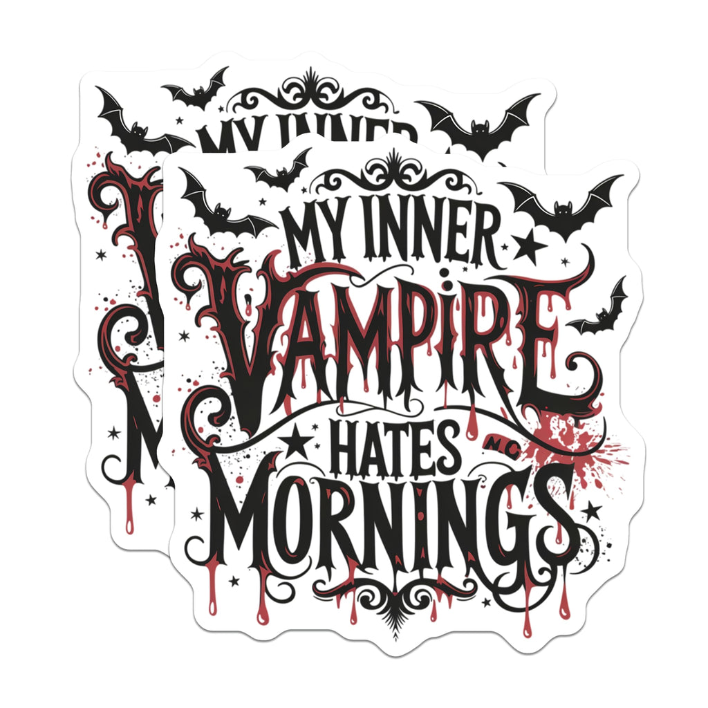 (2 Pack) Vampire Hates Mornings Magnets - Funny Morning Hater Decor - Gothic Bat Refrigerator Art - 5 Inches On Longest Side - Thick Durable Magnet - Made in USA - MAG20461
