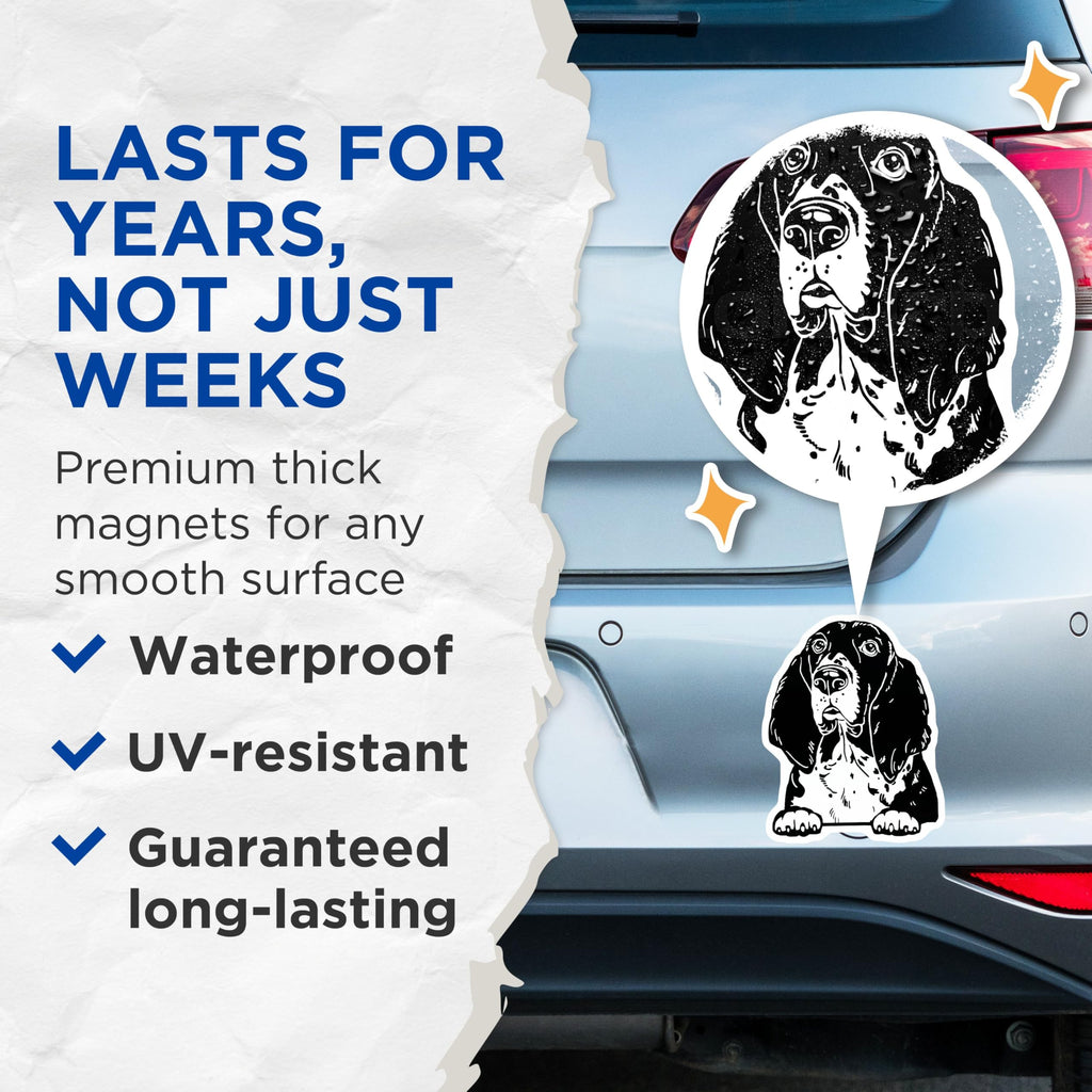 (2 Pack) Bas Hound Dog Magnets - Pet Lover - Animal Fridge Magnet - Dog Enthusiast Magnets - Cute Dog Themed Accessories - 5" On Longest Side - for Cars, Fridges, Toolboxes - Made in USA - MAG4038