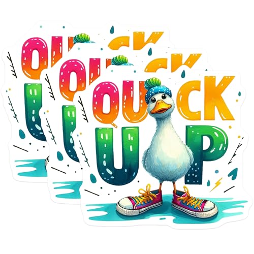 (3 Pack) Quirky Duck Decals - Cartoon Animal Sticker - Laptop Decal- 3 Inches On Longest Side - Easy Peel & Apply - Made in USA - 3MCS5106