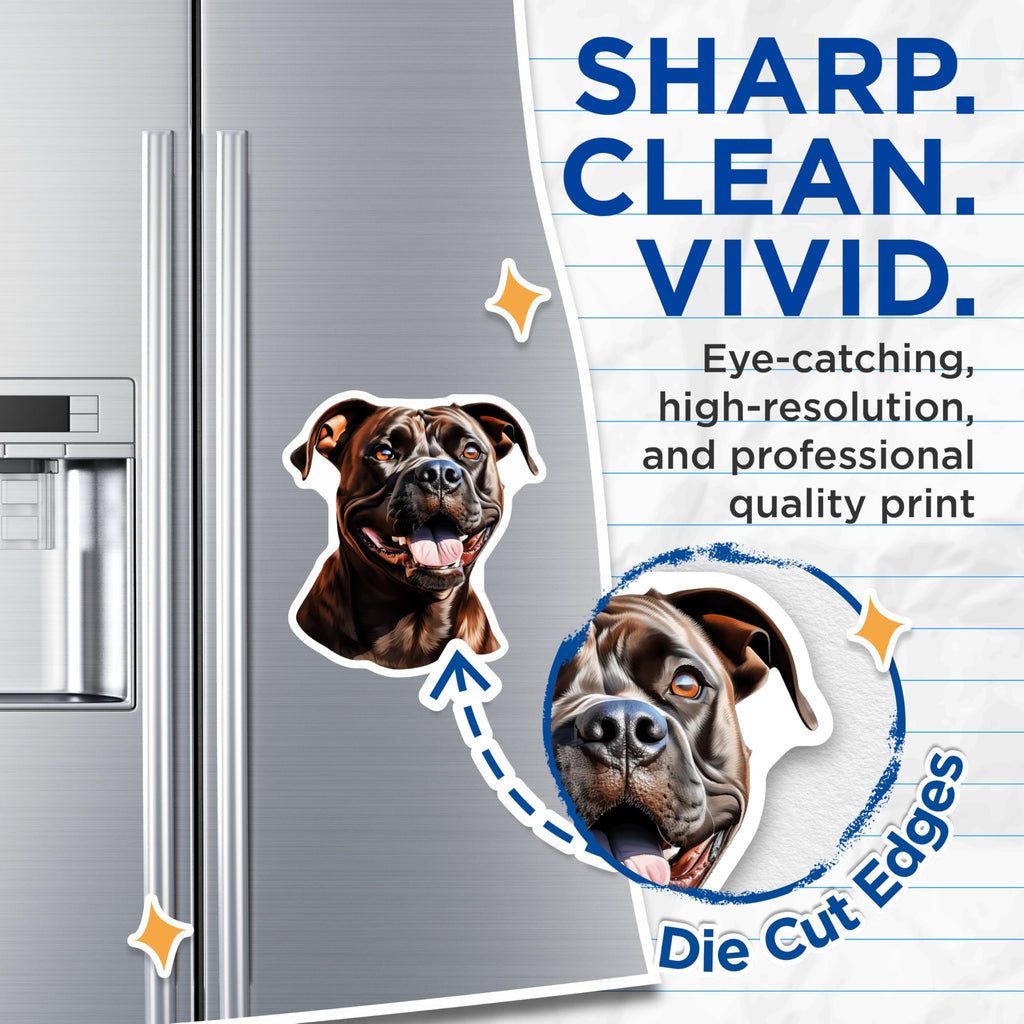 (2 Pack) Pitbull Magnets - Happy Dog Breed Decor - Pet Lover Collectible Item - 5 Inches On Longest Side - Thick Durable Magnet - Made in USA - MAG24137