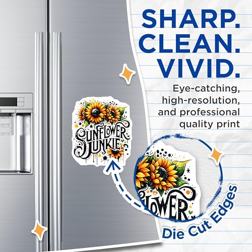 (2 Pack) Sunflower Junkie Magnets - Sunflower Art - Funny Kitchen Decor - 5" On Longest Side - for Cars, Fridges, Toolboxes - Made in USA - MAG7