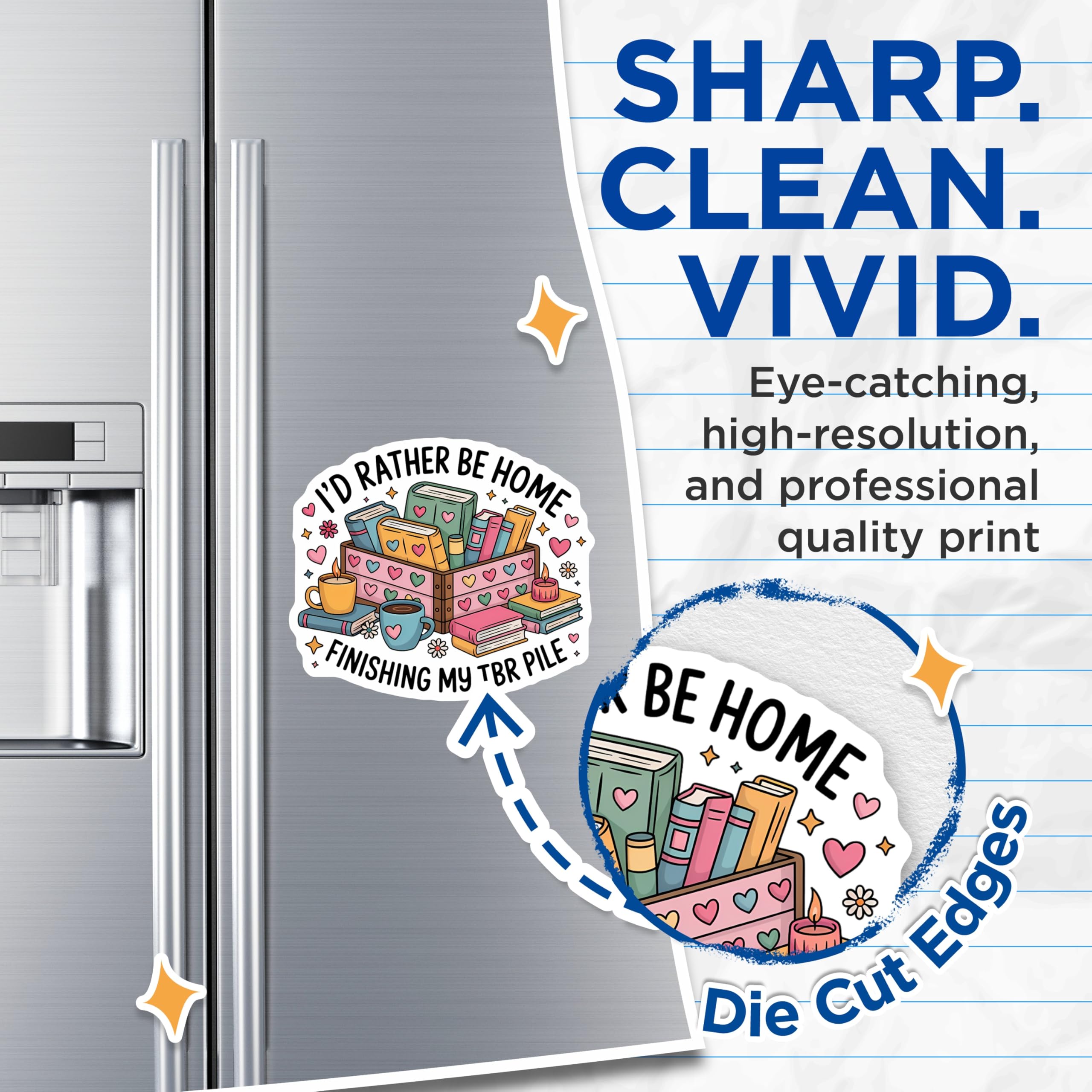(2 Pack) I'd Rather Be Home Finishing My TBR Pile Magnets - Bookworm Reading Enthusiast Decor - Cozy Home Display Accents - 5 Inches On Longest Side - Thick Durable Magnet - Made in USA - MAG22110