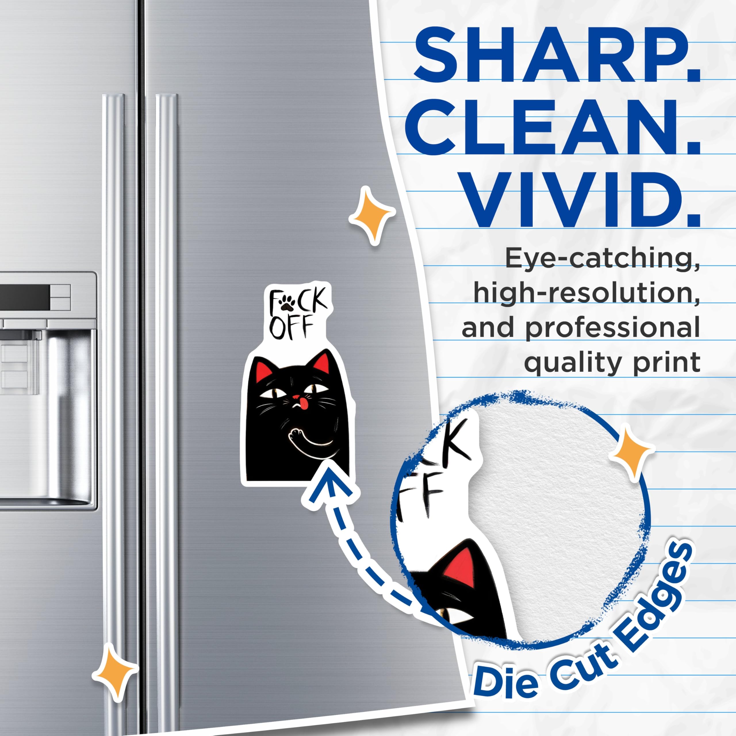 (2 Pack) Sassy Cat Magnets - Rude Humor - Novelty Black Cat Home Decor - 5" On Longest Side - Premium Magnet - for Cars, Refrigerators, Toolboxes, Lockers - Made in USA - MAG16097