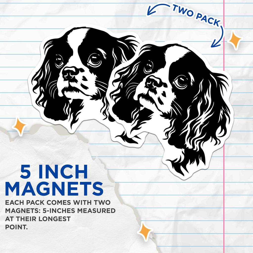 (2 Pack) Cavalier King Charles Spaniel Magnets - Dog Mom Decor - Pet Owner Accessory - Minimalist Dog Art - 5 Inches On Longest Side - Thick Durable Magnet - Made in USA - MAG39434