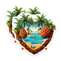 (2 Pack) Tropical Paradise Magnets - Island Beach Vacation - Summer Pineapple Art - Refrigerator Locker Decor - 5 Inches On Longest Side - Thick Durable Magnet - Made in USA - MAG20082