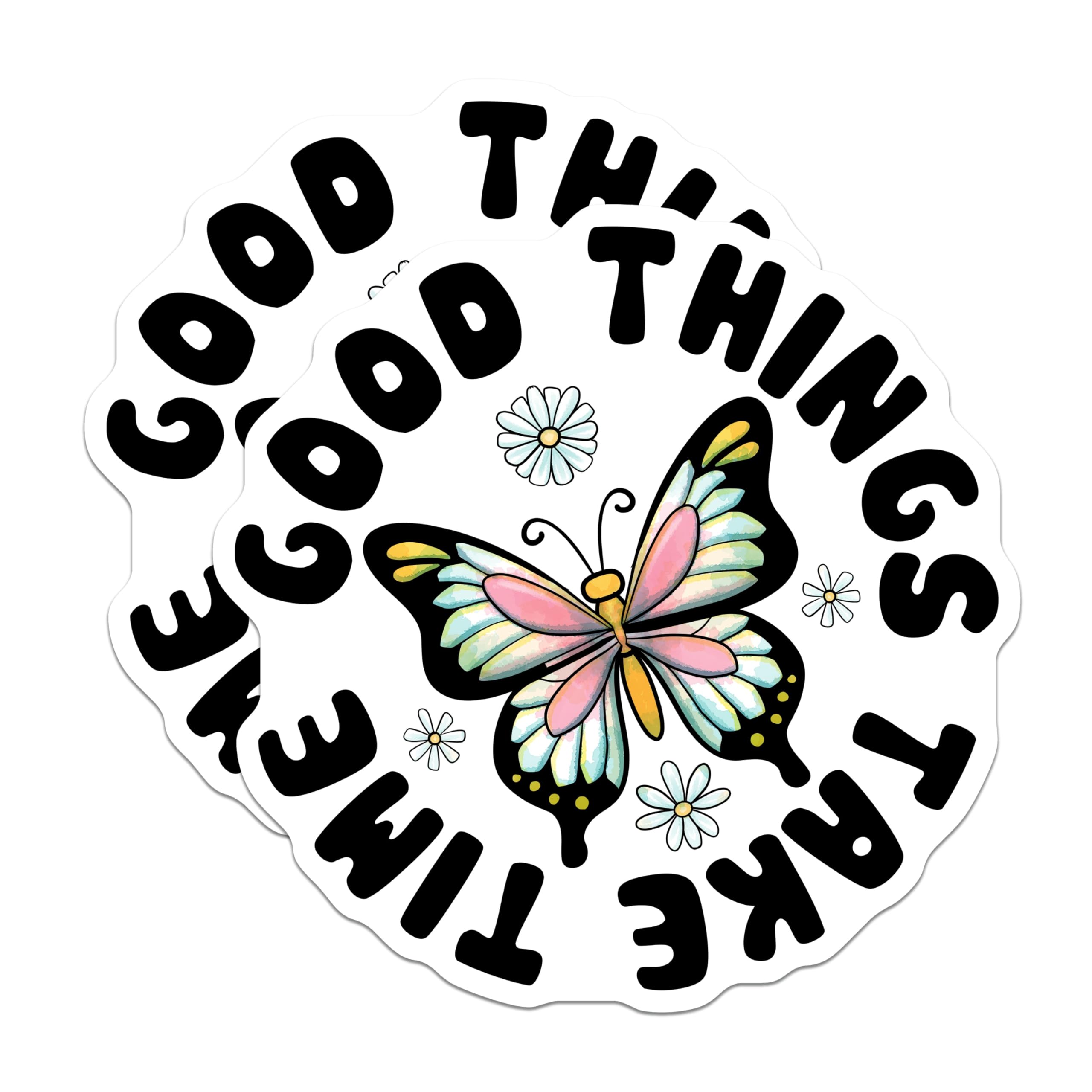 (2 Pack) Butterfly Magnets - Inspirational Quote - Floral Design Magnets - 5" On Longest Side - Premium Magnet - for Cars, Refrigerators, Toolboxes, Lockers - Made in USA - MAG18163