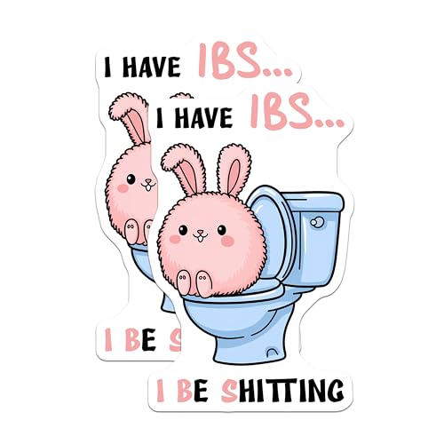 (2 Pack) Funny Bunny Bathroom Magnets - Humorous IBS Joke Magnets - Cute Toilet Pun Magnets - 5" On Longest Side - for Cars, Refrigerators, Toolboxes, Lockers - Made in USA BMCS3302