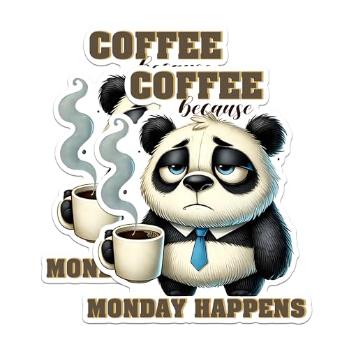 (2 Pack) Coffee Lover Magnet - Funny Panda Magnet - Monday Humor Fridge Magnet - Office Decor Magnet - Motivational Magnet- 5" On Longest Side - for Fridges, Toolboxes, Cars - Made in USA - MAG2768