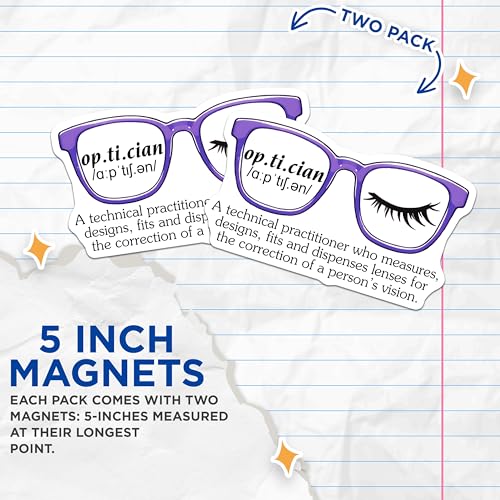 (2 Pack) Optician Magnets - Vision Definition - Funny Eye Care Decor - 5" On Longest Side - for Cars, Fridges, Toolboxes - Made in USA - MAG8083
