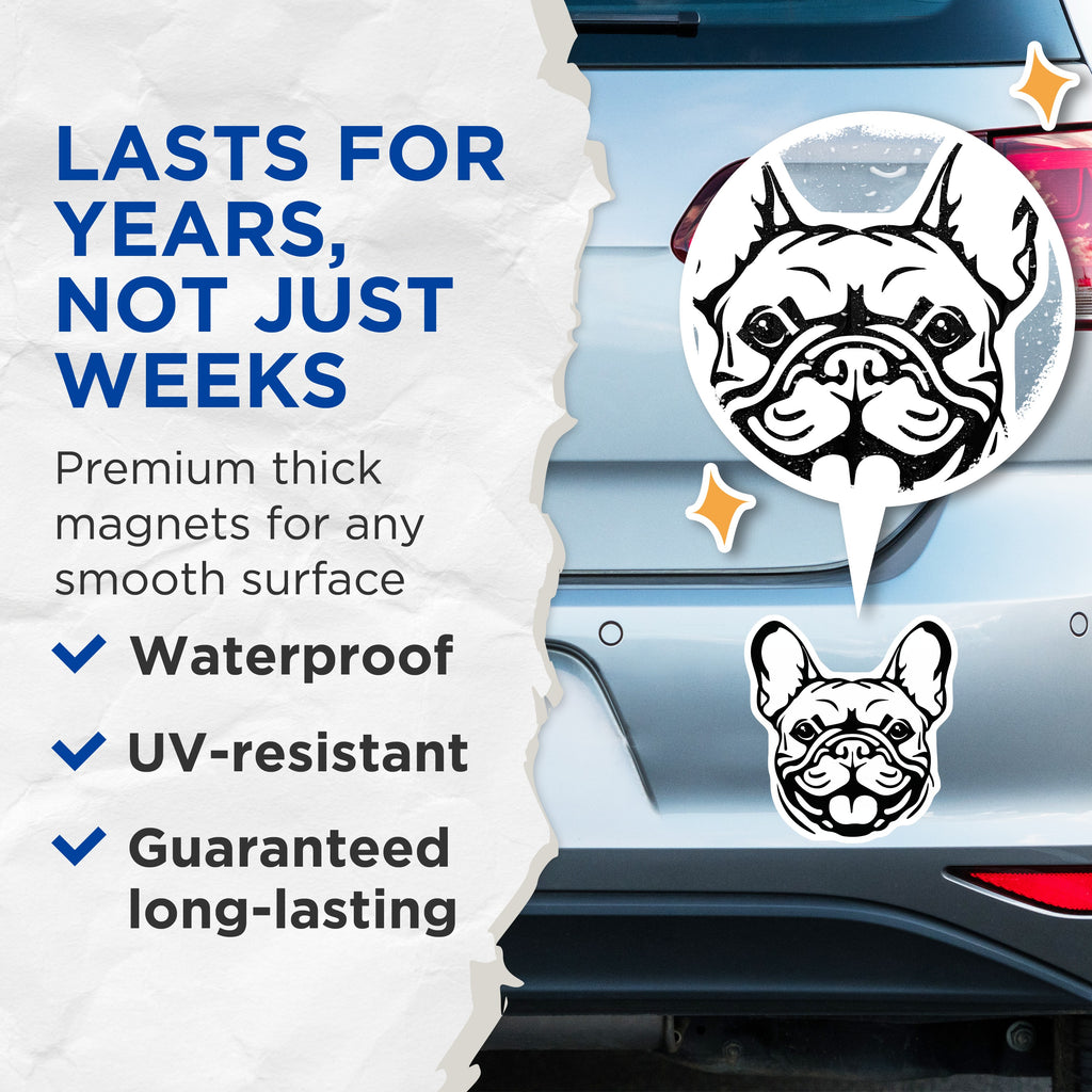 (2 Pack) French Bulldog Magnets - Frenchie Dog Decor - Pet Owner Refrigerator Art - 5 Inches On Longest Side - Thick Durable Magnet - Made in USA - MAG37233