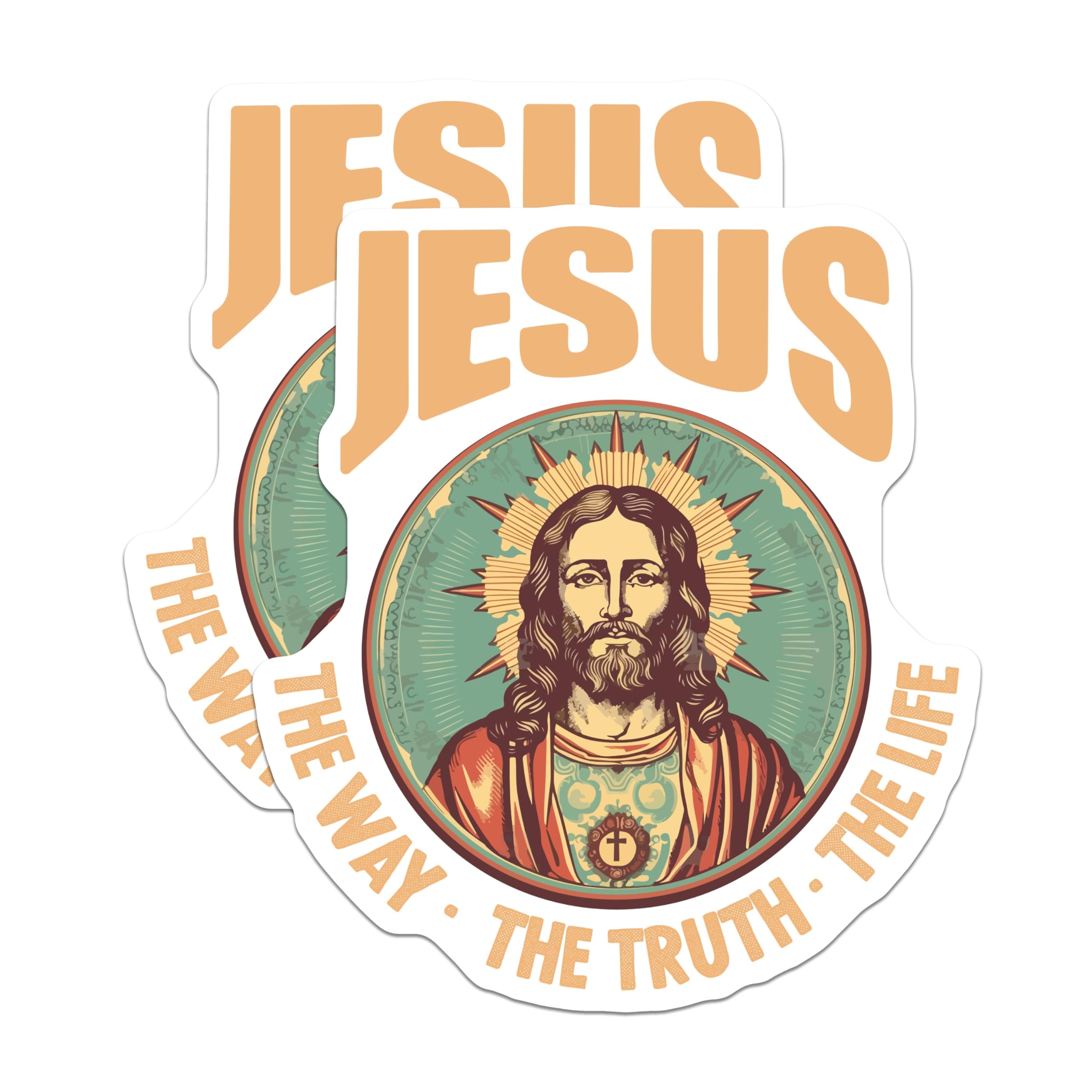 (2 Pack) Jesus The Way The Truth The Life Magnets - Christian Faith Art - Spiritual Quote Magnet - 5 Inches On Longest Side - Thick Durable Magnet - Made in USA - MAG28863