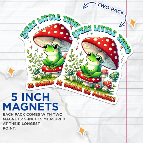 (2 Pack) Cute Frog Magnets - Kitchen Decor - 5" On Longest Side - for Cars, Fridges, Toolboxes - Made in USA - MAG7610