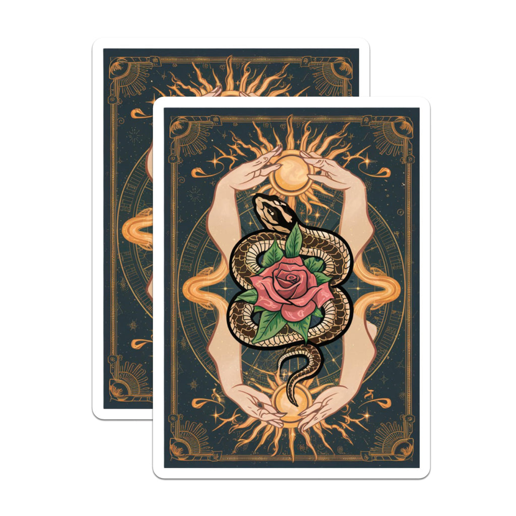 (2 Pack) Celestial Snake Rose Magnets - Mystic Hands Sun Art - Astrology Zodiac Decor - 5 Inches On Longest Side - Thick Durable Magnet - Made in USA - MAG20810