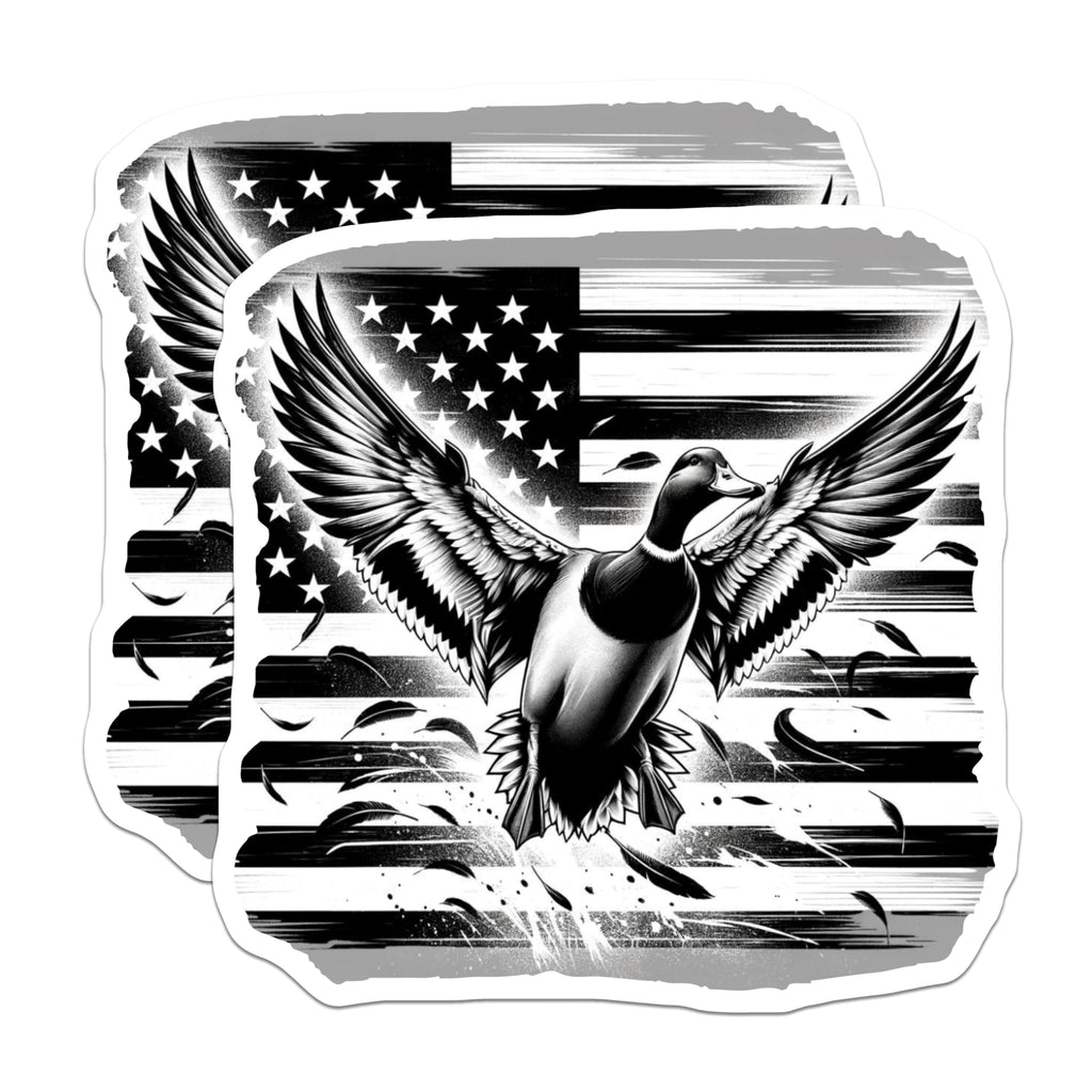 (2 Pack) Mallard Duck Magnets - American Flag Art - Hunter Waterfowl Decor - Outdoorsman Wildlife Scene - 5 Inches On Longest Side - Thick Durable Magnet - Made in USA - MAG22737