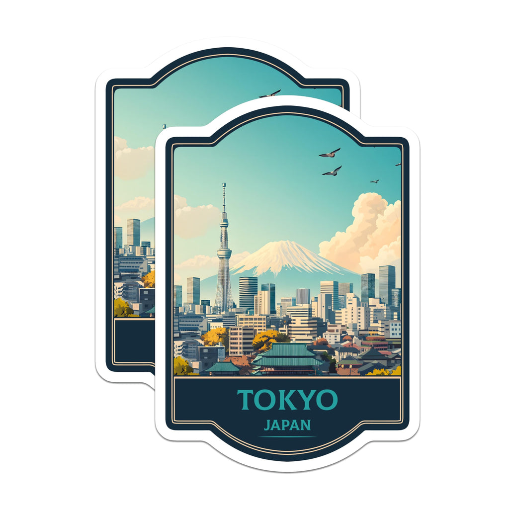 (2 Pack) Tokyo Skytree Magnets - Mount Fuji Decor - Japanese Cityscape Art - Japan Travel Souvenir - 5 Inches On Longest Side - Thick Durable Magnet - Made in USA - MAG22981