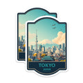 (2 Pack) Tokyo Skytree Magnets - Mount Fuji Decor - Japanese Cityscape Art - Japan Travel Souvenir - 5 Inches On Longest Side - Thick Durable Magnet - Made in USA - MAG22981