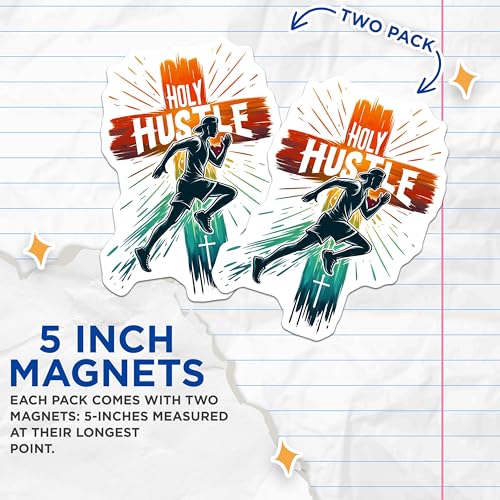 (2 Pack) Inspirational Running Magnet - Cross Art - 5" On Longest Side - Sticks to Smooth Flat Surfaces - Made in USA - MAG9654