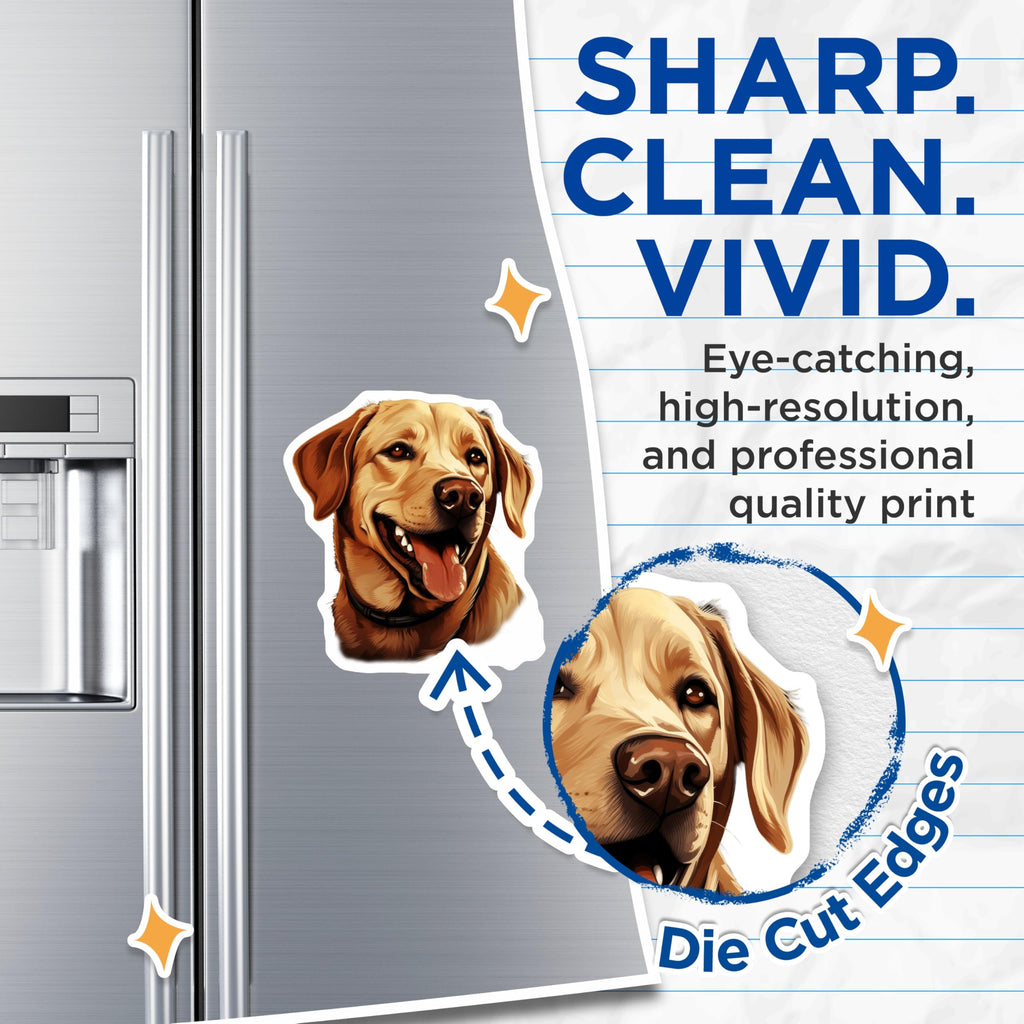 (2 Pack) Yellow Labrador Retriever Magnets - Cheerful Lab Dog Art - Pet Lover Refrigerator Decor - Animal Lover Home Accent - 5 Inches On Longest Side - Thick Durable Magnet - Made in USA - MAG23611