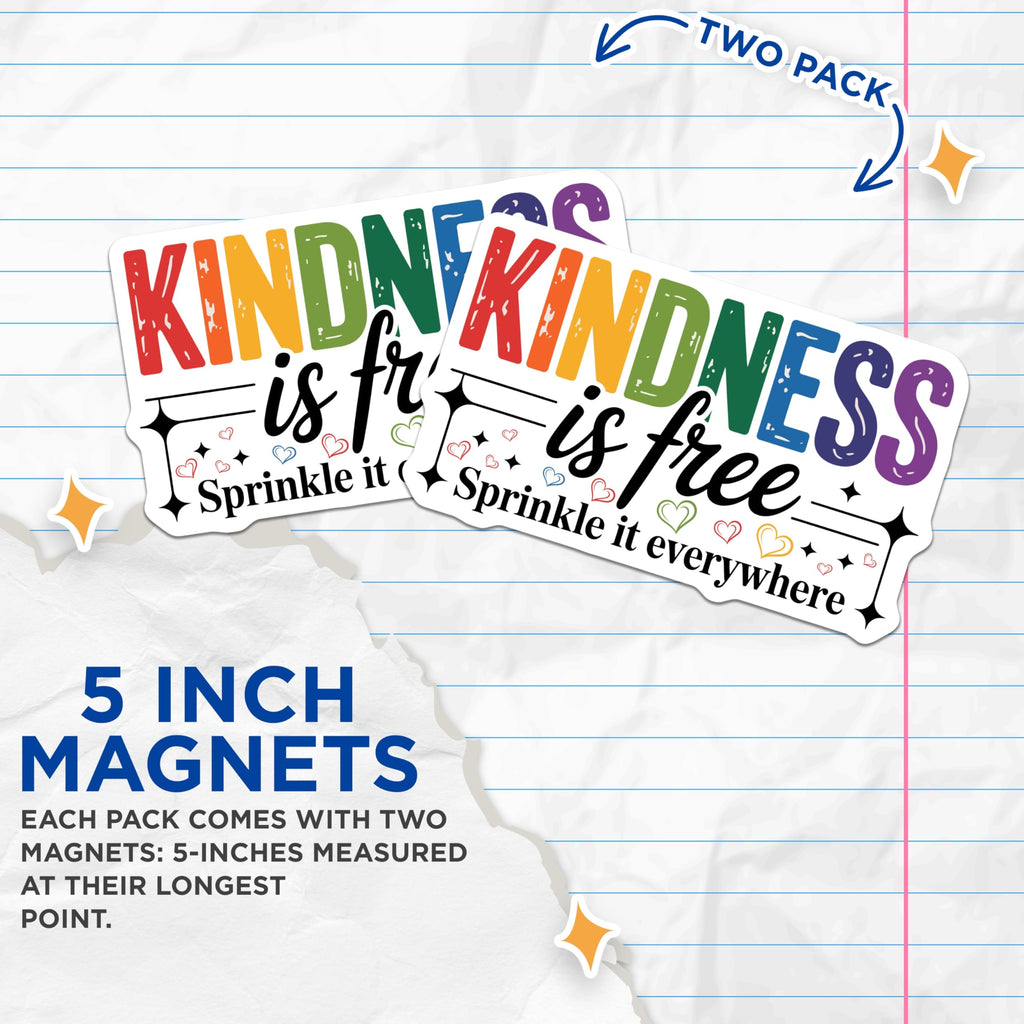 (2 Pack) Kindness Magnets - Inspirational Quote - Positive Message Decor - Rainbow Hearts - 5 Inches On Longest Side - Thick Durable Magnet - Made in USA - MAG20644